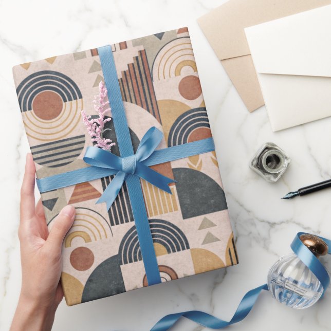 Papel de regalo geométrico boho con rubor (Regalar)