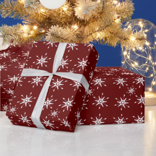 Papel de regalo geométrico de copos de nieve blanc
