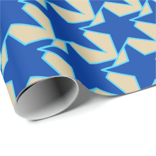Papel De Regalo Geométrico de estrella moderna - azul cobalto y ta