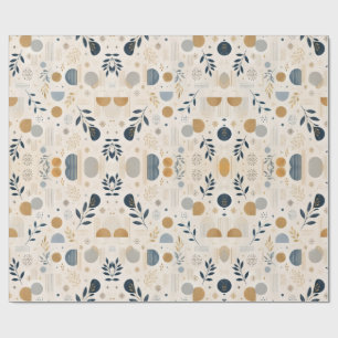 Papel de regalo geométrico de lujo botánico en oro