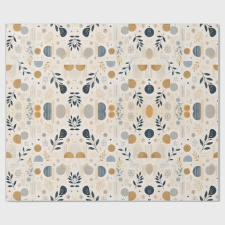 Papel de regalo geométrico de lujo botánico en oro