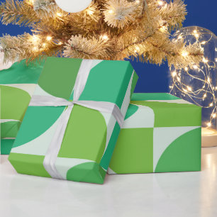 Papel De Regalo Geométrico de mediados de siglo Limón y Verde Ment