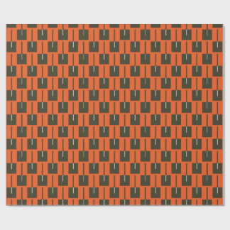 Papel de regalo geométrico de naranja y oliva en n