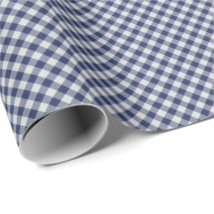 Papel De Regalo Geométrico del patrón de chequeos de Gingham azu
