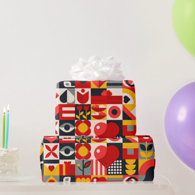 Papel De Regalo Geométrico en color (Regalos de fiesta)