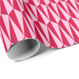 Papel De Regalo Geométrico, fucsia y rosa de mediados de siglo