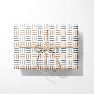 Papel de Regalo Geométrico Líneas Boho Azul