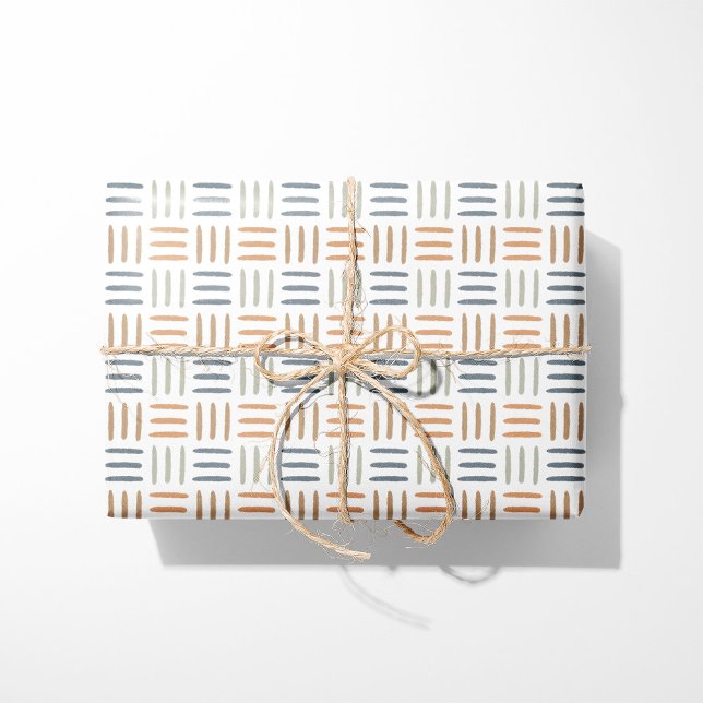 Papel de Regalo Geométrico Líneas Boho Azul (Subido por el creador)