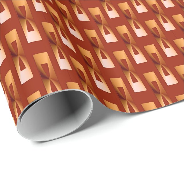 Papel De Regalo Geométrico metálico Art Deco - Cobre y óxido (Esquina del rollo)