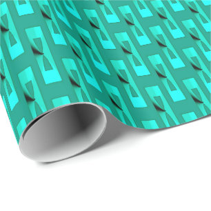 Papel De Regalo Geométrico metálico del art déco - pavo real y