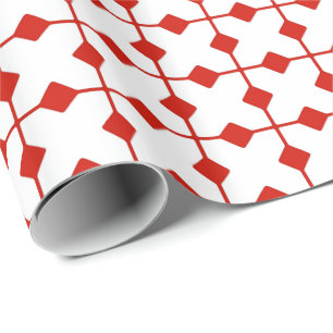 Papel De Regalo Geométrico moderno, diamantes - rojo oscuro y blan