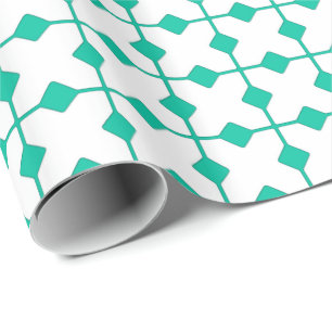 Papel De Regalo Geométrico moderno, diamantes - turquesa y blanco