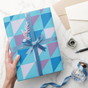 Papel De Regalo Geométrico moderno, púrpura azul triangular