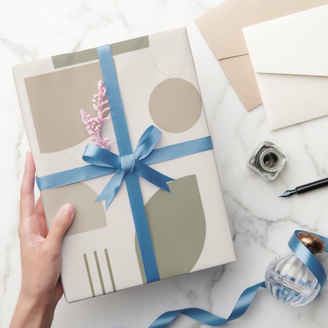 Papel De Regalo Geométrico Neutral Moderno  (Regalar)