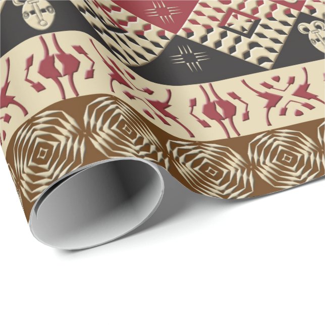 Papel De Regalo Geométrico tribal africano étnico (Esquina del rollo)