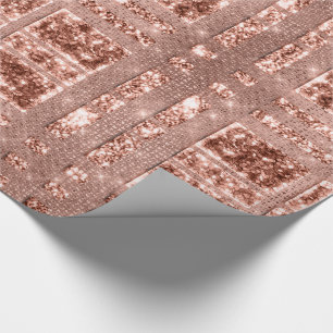 Papel De Regalo Geometry Sparkly Rosa Gold Grily Copper Purpurina