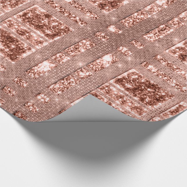 Papel De Regalo Geometry Sparkly Rosa Gold Grily Copper Purpurina (Esquina)