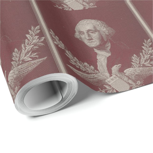 Papel De Regalo George Washington Eagle Stars Stripes USA Retrato (Esquina del rollo)