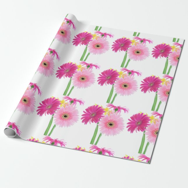 Papel De Regalo Gerbera Daisy Flowers (Desenrollado)
