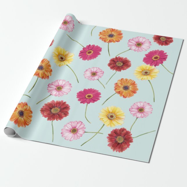 Papel De Regalo Gerbera,pink,red,orange,yellow wrapping (Desenrollado)