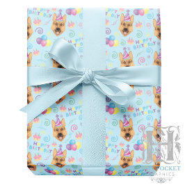 Papel De Regalo German Shepherd Wrapping Paper in Blue 