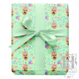 Papel De Regalo German Shepherd Wrapping Paper in Green 