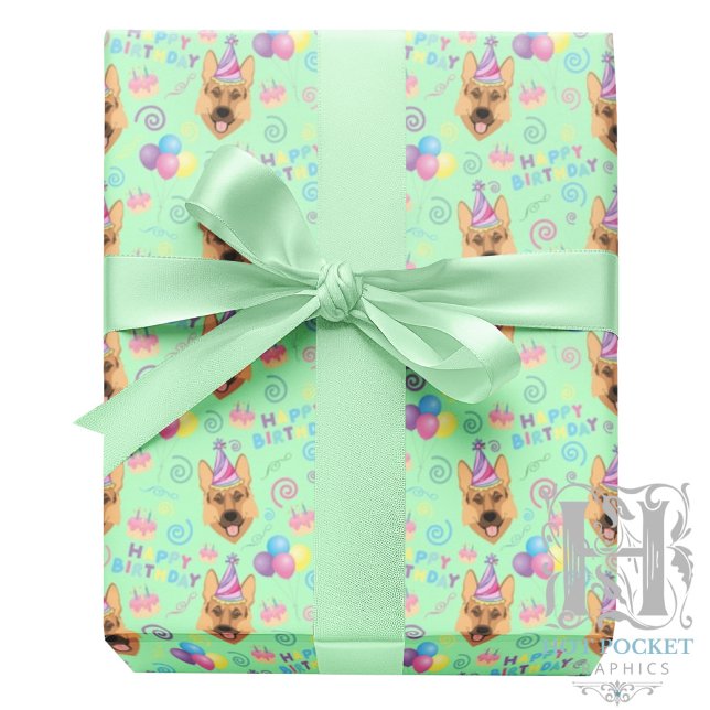Papel De Regalo German Shepherd Wrapping Paper in Green  (Subido por el creador)