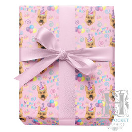 Papel De Regalo German Shepherd Wrapping Paper in Pink