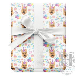 Papel De Regalo German Shepherd Wrapping Paper in White 