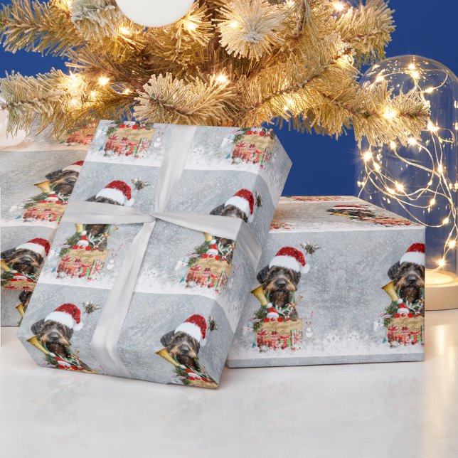Papel De Regalo German Wirehaired Pointer  Merry Christmas! (Vacaciones)