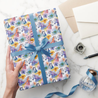 Papel De Regalo Geschenkpapier Aquarell Pferdeköpfe