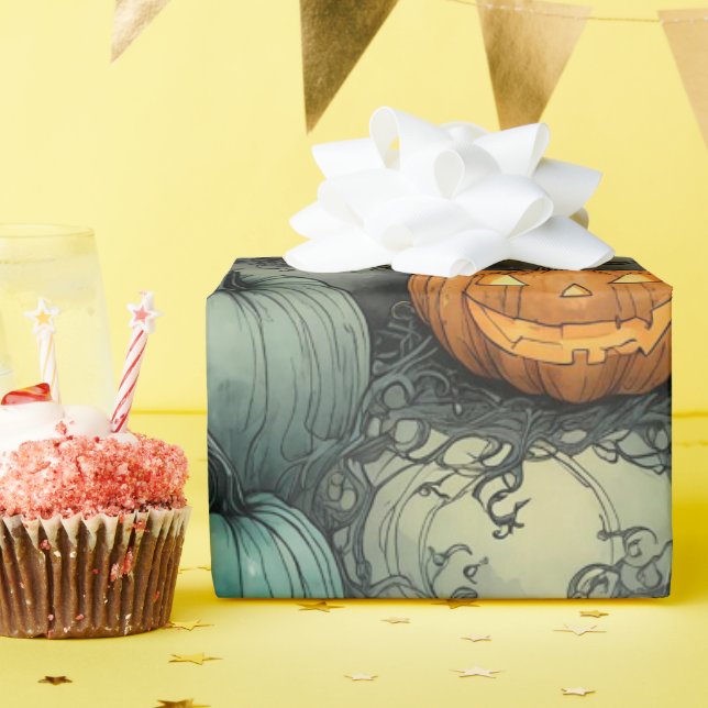 Papel De Regalo Ghostly Gourd Garden Pattern (Fiesta de cumpleaños )