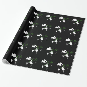 Papel De Regalo Giant Panda come Bamboo negro