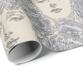 Papel De Regalo Gibson chicas Patrón de melocotón gris de victoria