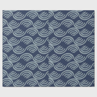 PAPEL DE REGALO GIFT WRAPPING PAPER BLUE JAPANESE WAVE PATTERN