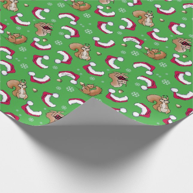 Papel De Regalo Giftwrap de los Navidades de ardilla de KiniArt (Esquina)
