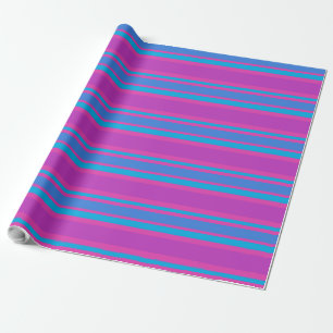 Papel De Regalo Giftwrap Magenta, Azul, Purple Stripes