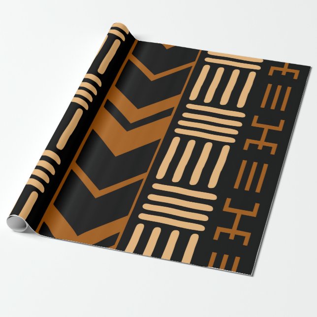 Papel De Regalo Giftwrap tribal de tela de barro geométrica africa (Desenrollado)