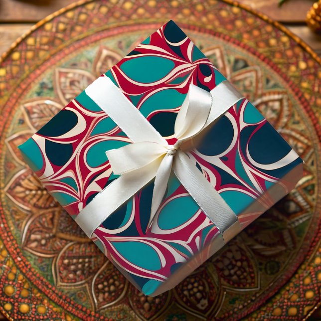 Papel De Regalo Gigante bigote orgánico vibrante Ankara regalo afr (Vibrant Organic Swirl Ankara African American Gift Wrapping Paper)