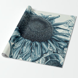 Papel De Regalo Gigante Sunflower Arte de época Verde azulado Deco