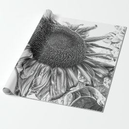 Papel De Regalo Gigantes Sunflowers Vintage Arte Blanco Y Negro
