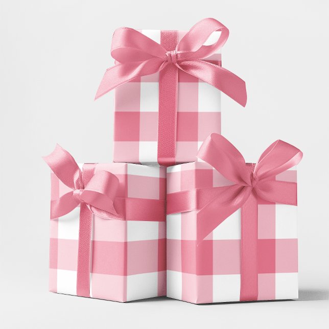 Papel De Regalo Gigantesco Cuadro de Gingham Rosa (Huge Pink Gingham Check Wrapping Paper)
