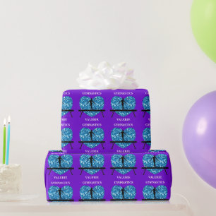 Papel De Regalo Gimnasia Balance Beam Purple Verde azulado