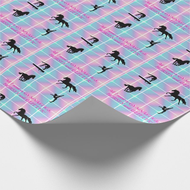 Papel De Regalo Gimnasia, caballos y vacaciones Purpurinas / Cumpl (Esquina)