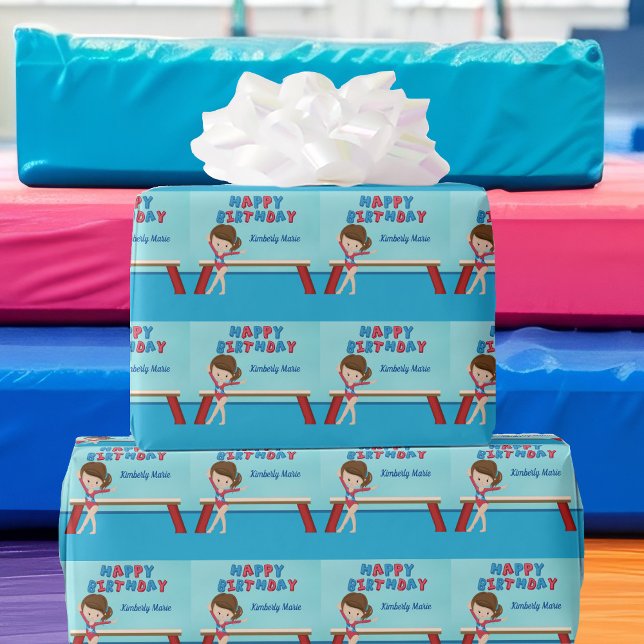 Papel De Regalo Gimnasia Chica de cumpleaños Cuta personalizada (Subido por el creador)