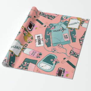 Papel De Regalo Gimnasia Femenina Estampado Floral