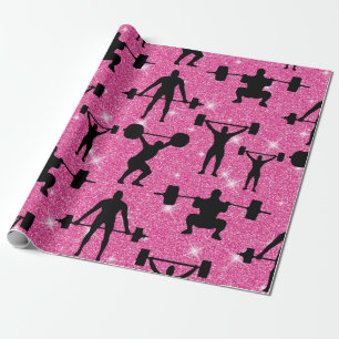Papel De Regalo Gimnasia Fitness Deporte Brillo Rosa
