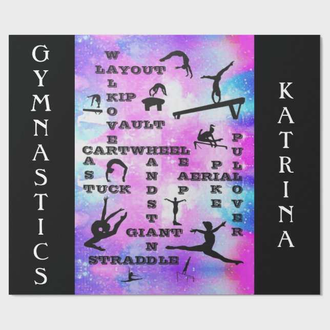 Papel De Regalo Gimnasia Habilidades Crosswords Personalizado Pape (Superficie plana)