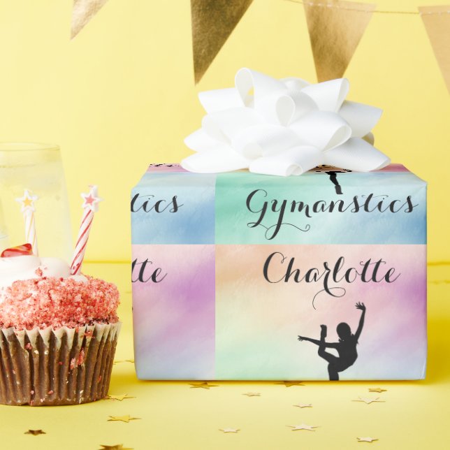 Papel De Regalo Gimnasia Pastel Verde Púrpura Personalizado (Fiesta de cumpleaños )