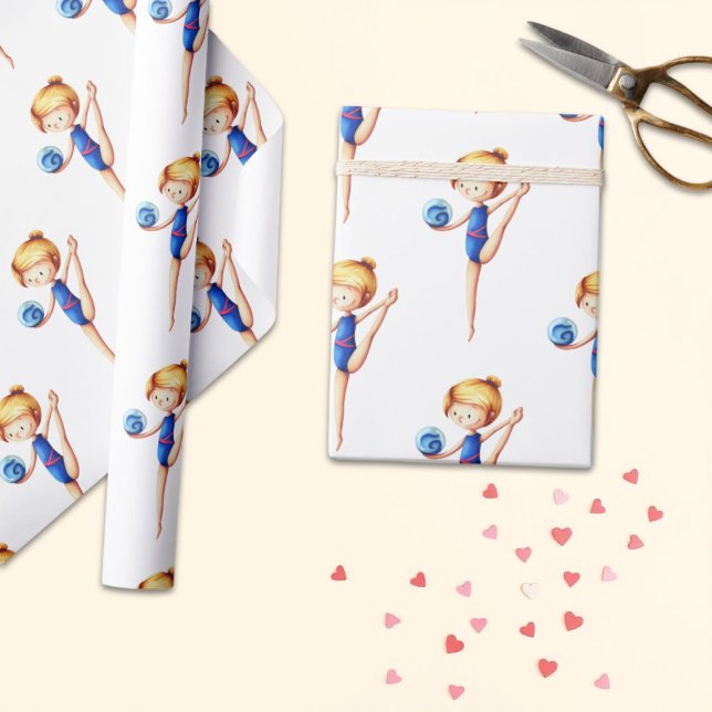 Papel De Regalo Gimnasta rítmica suave en Leotard azul con bola (Subido por el creador)